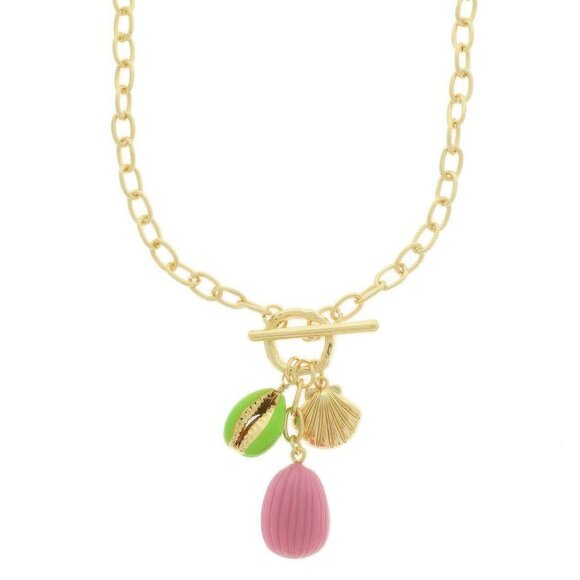 Seashell Theme Enamel Charm Necklace - Picture 1 of 2
